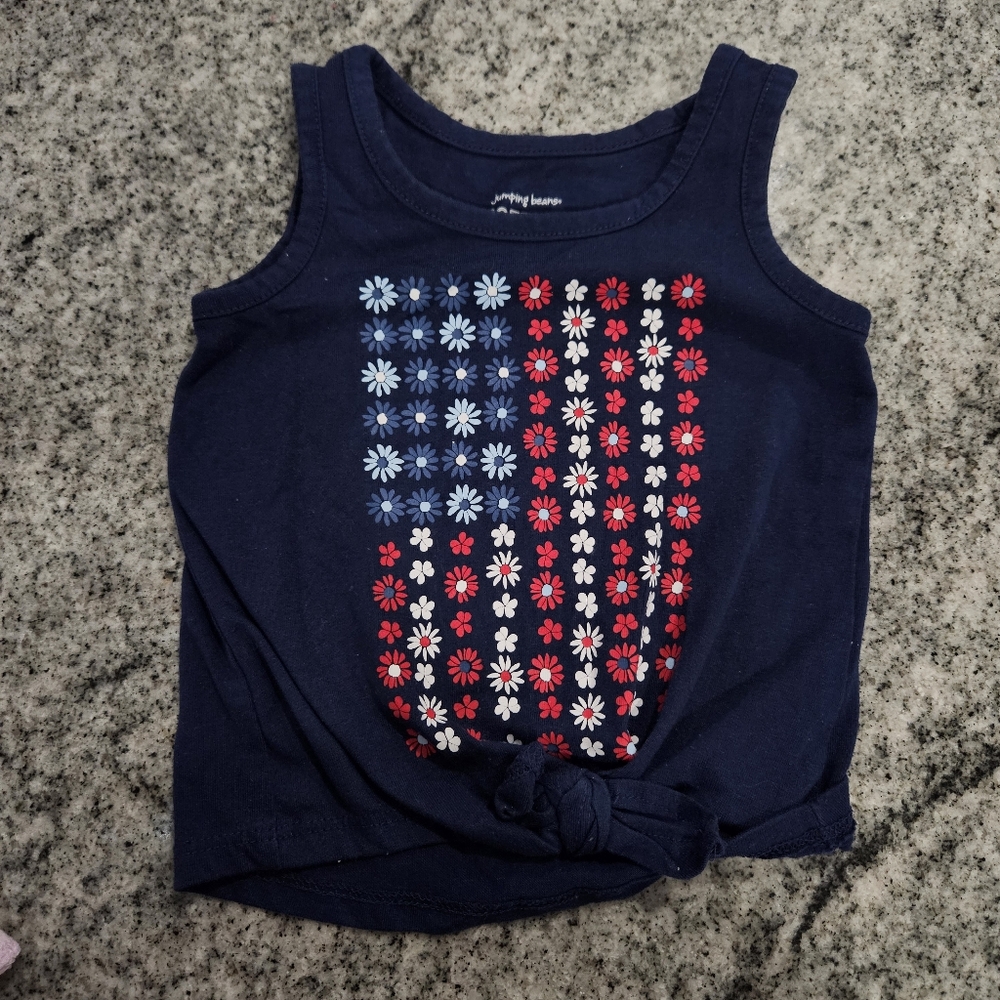 Jumping beans Navy Blue Kids Tank Top with Floral Design 12months